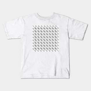 Black and White Triangle Minimal Grid Lines Geometric Pattern Kids T-Shirt